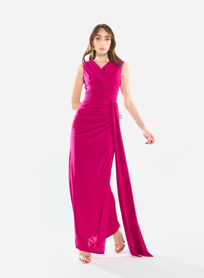 House of Moda Women Draped Crepe Gown Maxi Dress - Image 2